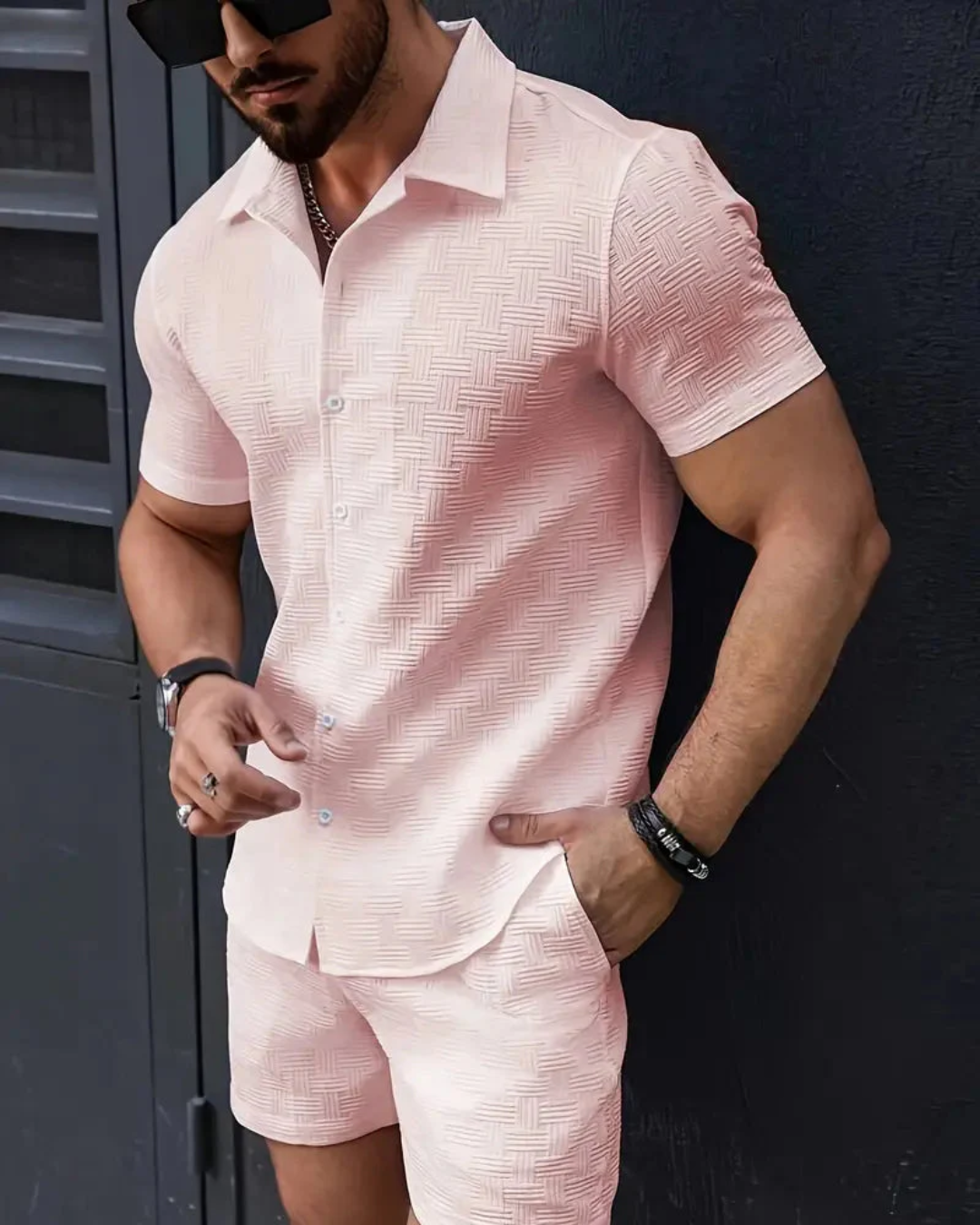 Men’s Summer Lightweight Shirt & Shorts Set – Comfortable Casual 2-Piece Outfit