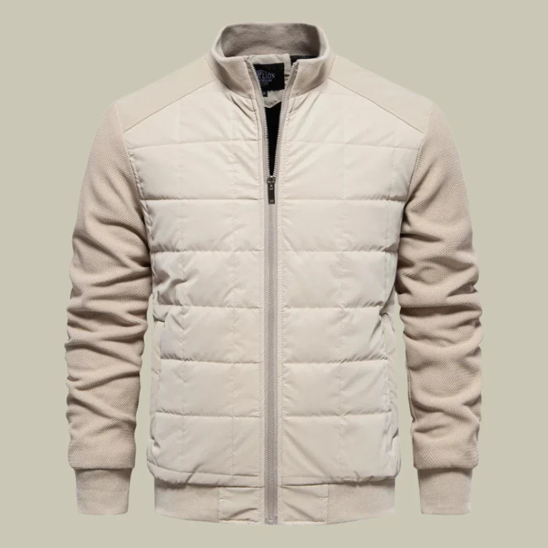 Men’s Jacket – Regular Fit – Quilted Body – Ribbed Cuffs – Stand Collar – Casual Wear