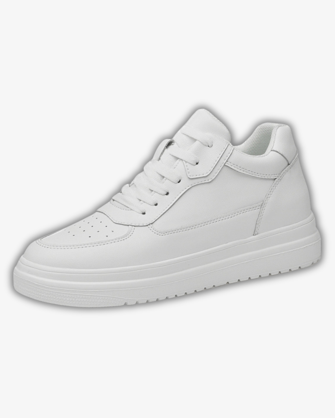 Prince Charming White Casual Sneakers | +6-10cm Height Boost & Effortless Elegance