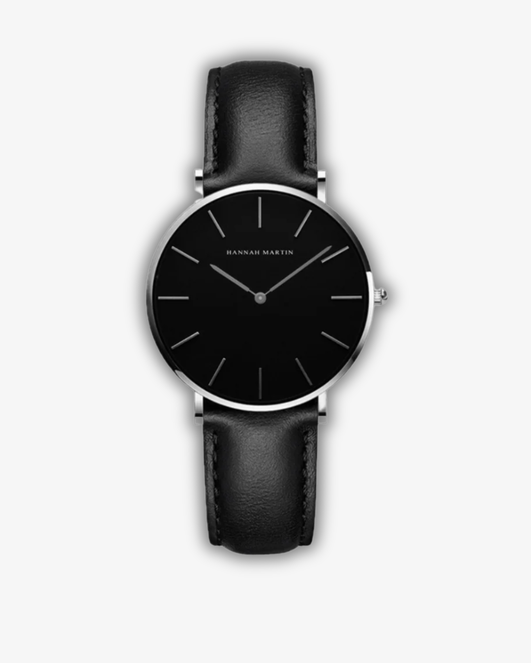Unisex Silver Quartz Watch – Water-Resistant with Leather Strap