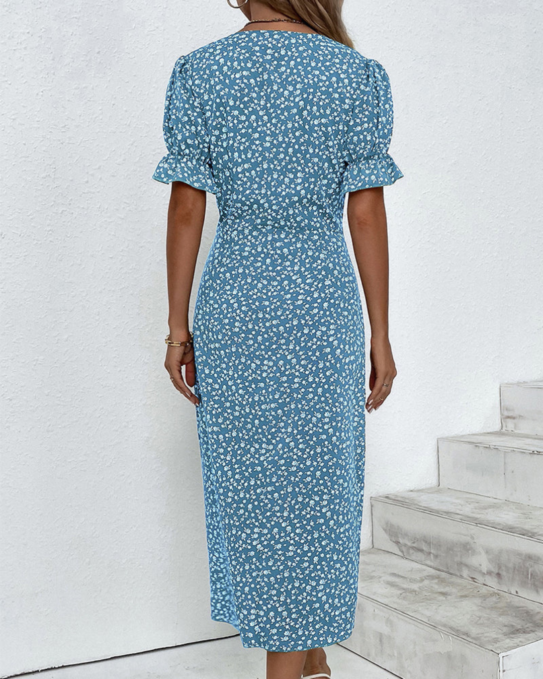 Women's Floral Wrap Dress – Elegant V-Neck Summer Style