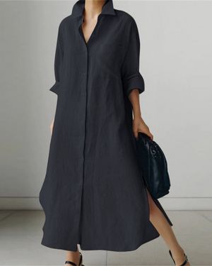 Women's Linen Shirt Dress – Relaxed Fit & Button-Down Style