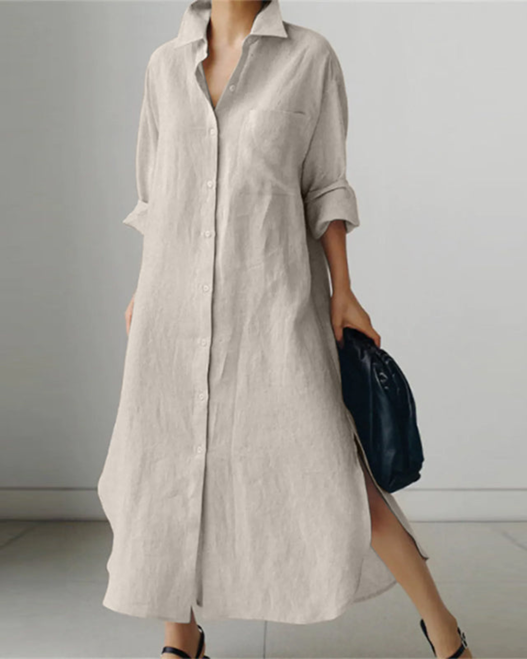 Women's Linen Shirt Dress – Relaxed Fit & Button-Down Style
