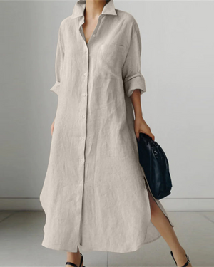 Women's Linen Shirt Dress – Relaxed Fit & Button-Down Style