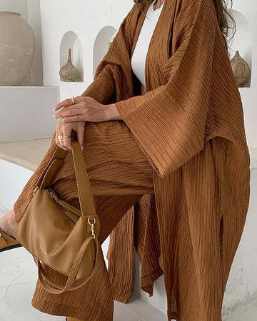 Women's Pleated Kimono Set – Elegant & Lightweight