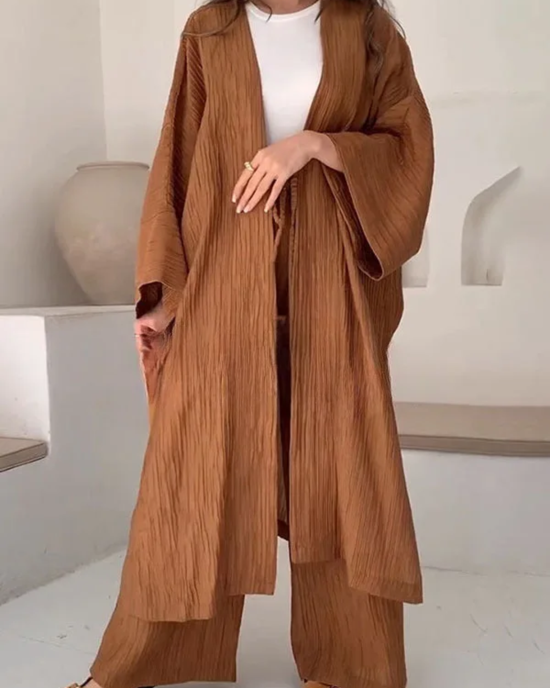 Women's Pleated Kimono Set – Elegant & Lightweight