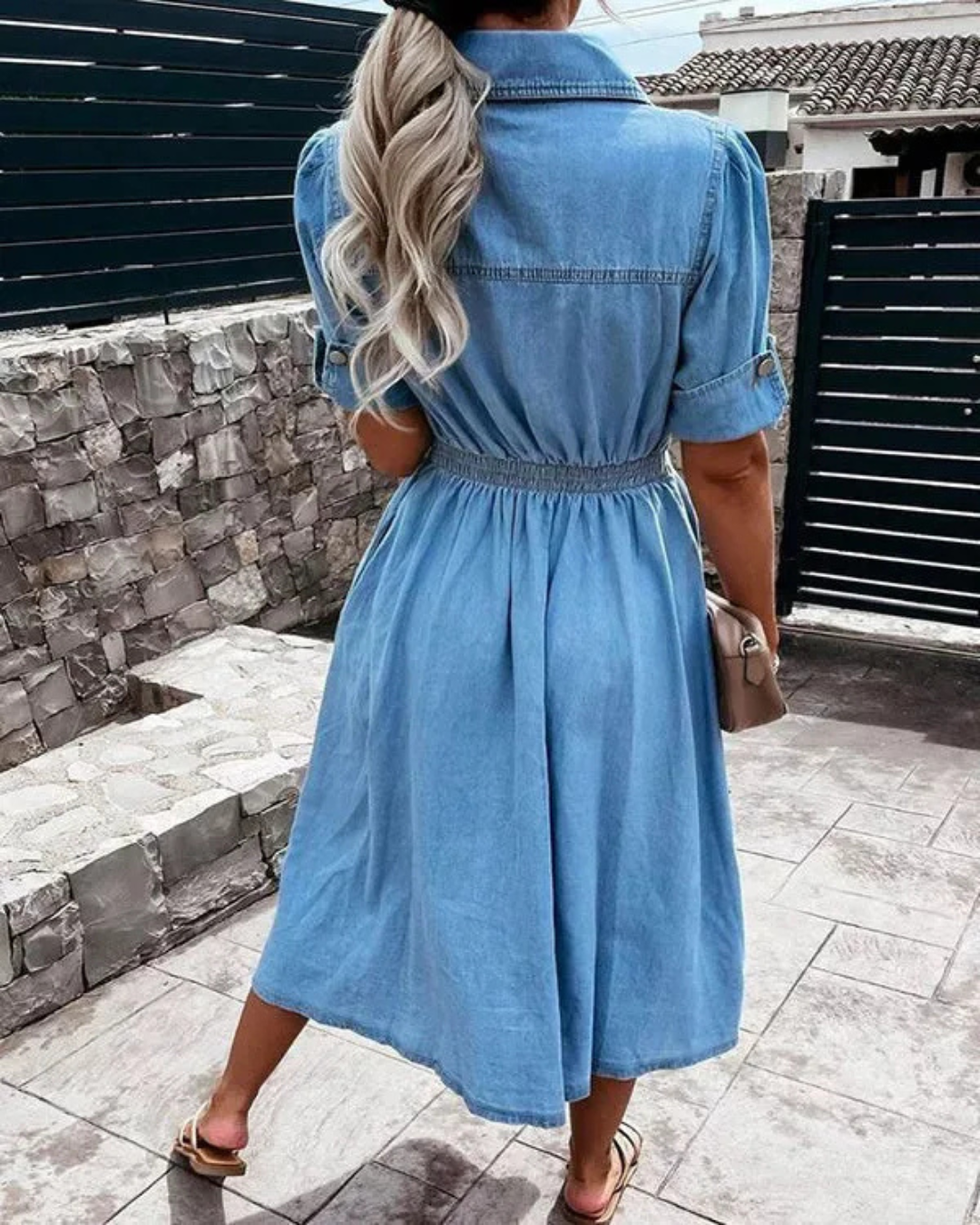 Women's Shirt Denim Dress – Flattering Fit, Functional Pockets & Easy-Care Fabric