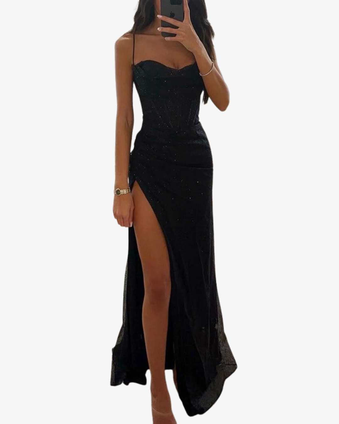 Charisse | Satin Corset Maxi Dress with Thigh-High Slit