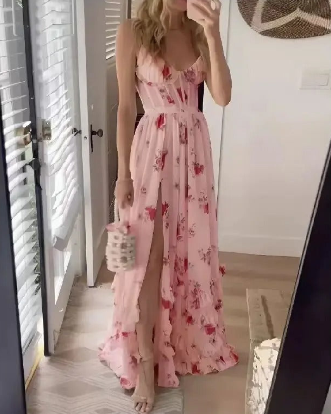 Clara | Elegant One-Shoulder Floral Slit Maxi Dress
