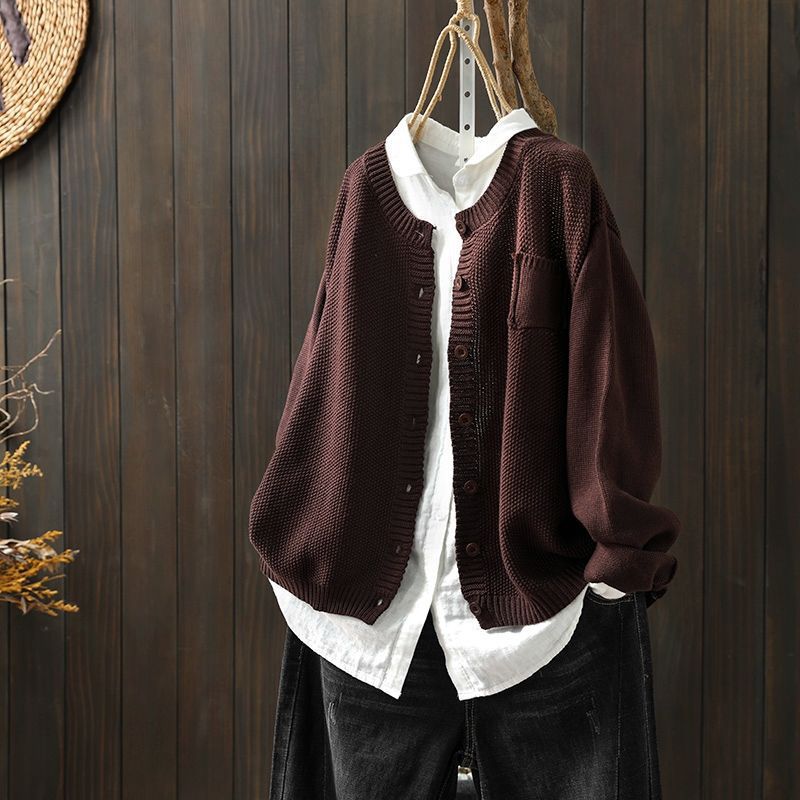 Women’s Cardigan – Knitted Cotton Blend – Oversized Fit – Button Down Long Sleeve