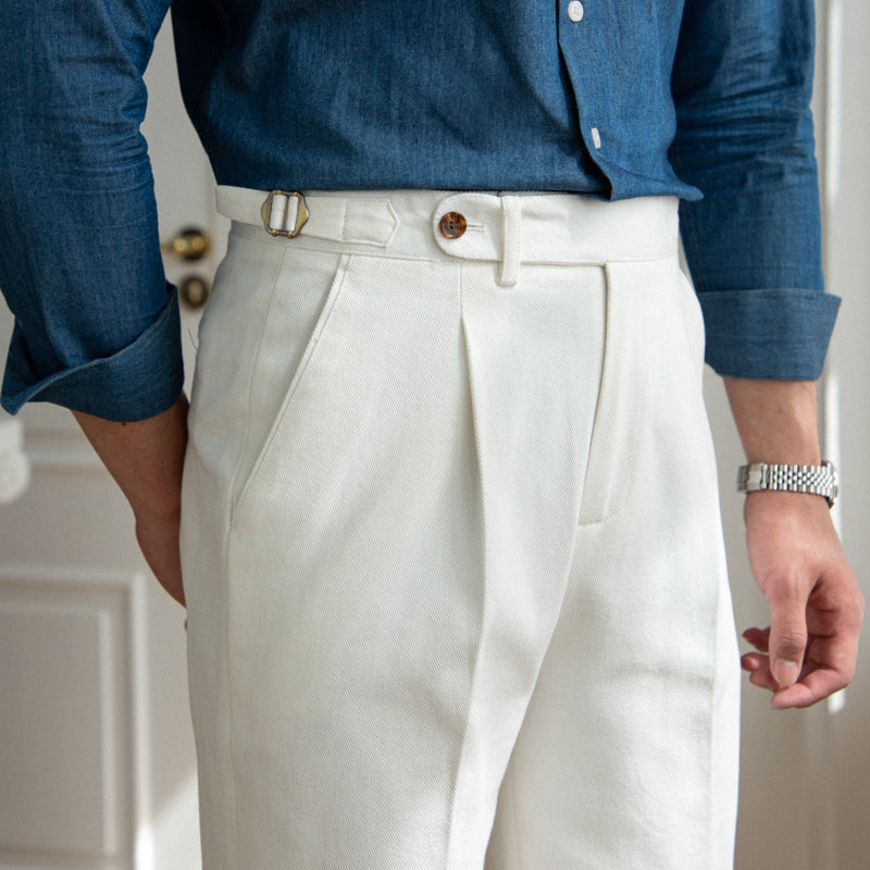 The Milan High-Waist Cotton Trousers – Chic Comfort & Effortless Elegance
