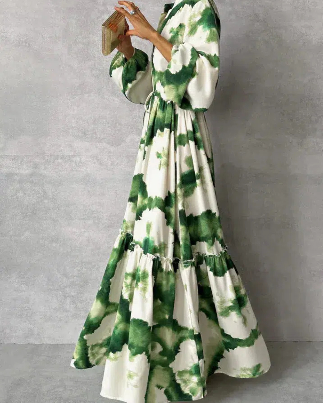 Daphne | Elegant Long Sleeve V-Neck Maxi Dress