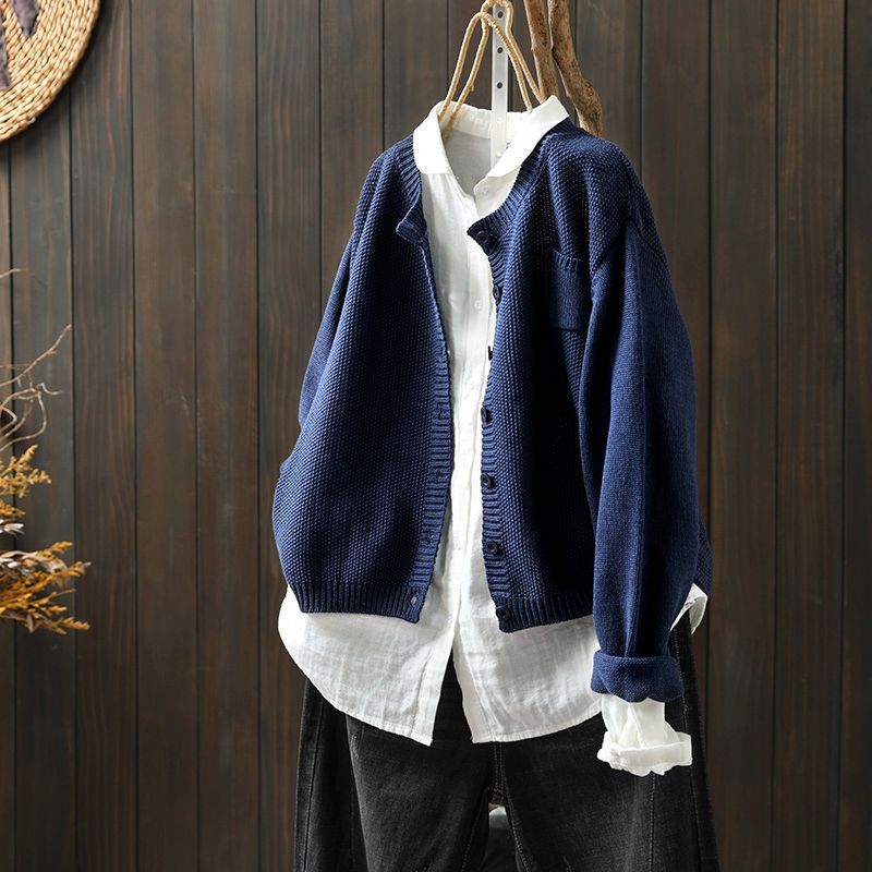 Women’s Cardigan – Knitted Cotton Blend – Oversized Fit – Button Down Long Sleeve