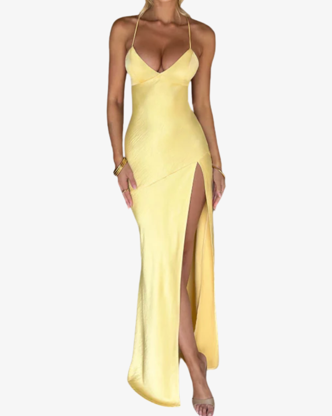Dayla | Elegant Satin Maxi Dress with Thigh-High Slit