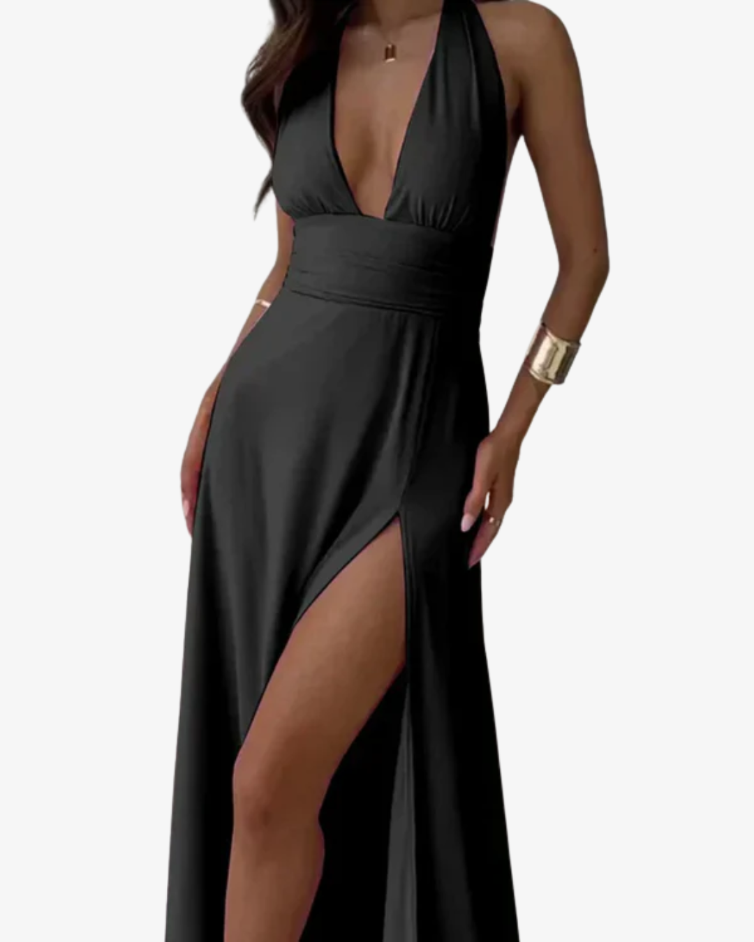 Dianne | Halter Backless Maxi Dress with Slit