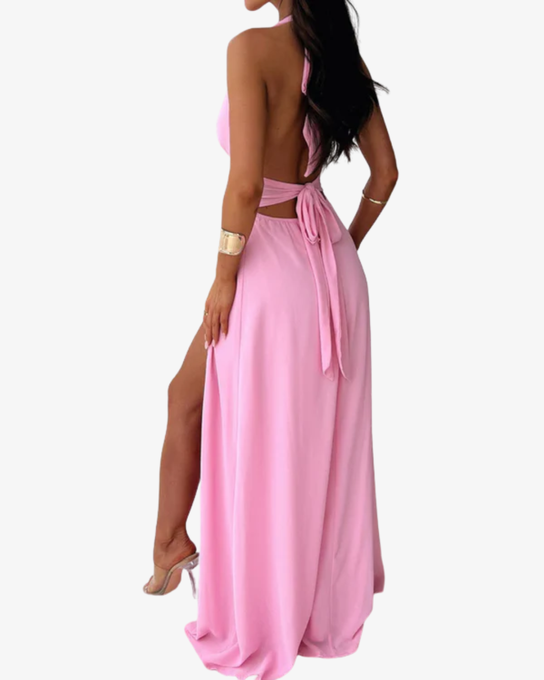 Dianne | Halter Backless Maxi Dress with Slit