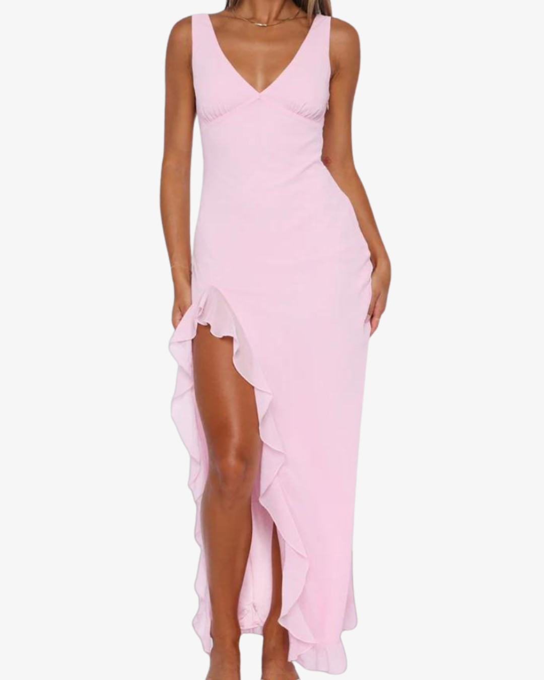 Freya | Sleeveless V-Neck Maxi Dress with Split Hem
