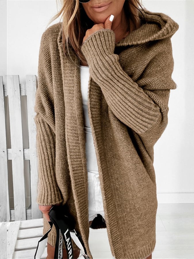 Women's Knit Cardigan - Open Front - Relaxed Fit - Soft & Warm Draped Design
