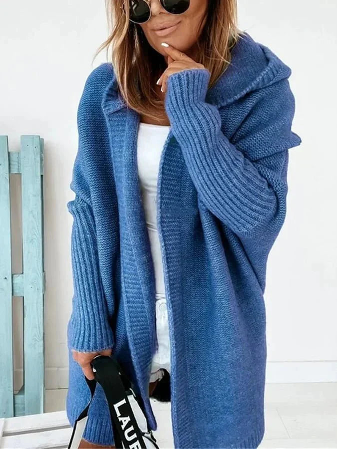 Women's Knit Cardigan - Open Front - Relaxed Fit - Soft & Warm Draped Design