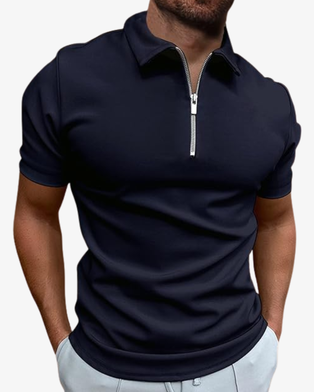 Isaac | Men's Zip Polo Shirt Short Sleeve Summer Top