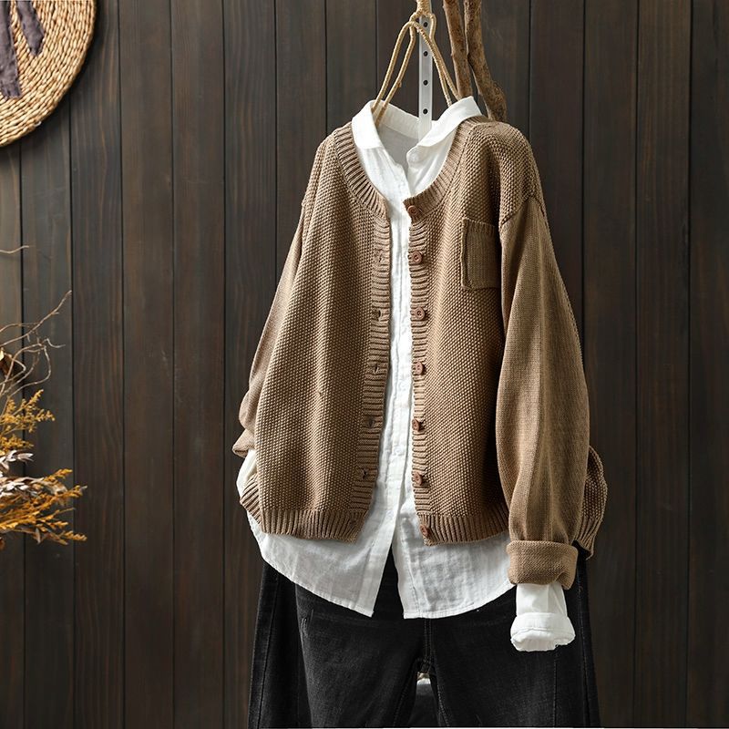 Women’s Cardigan – Knitted Cotton Blend – Oversized Fit – Button Down Long Sleeve