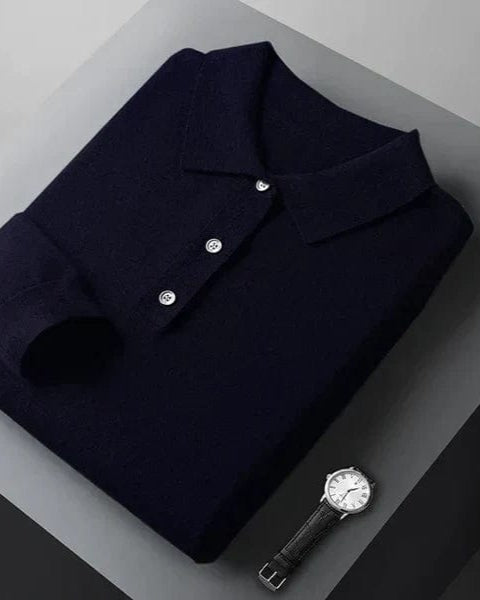 Cashmere Longsleeve Polo – Refined Elegance, Unshakable Confidence