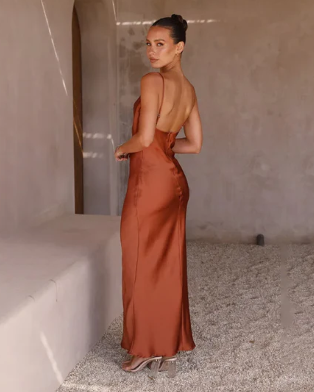 Luna | Satin Spaghetti Strap Maxi Slip Dress