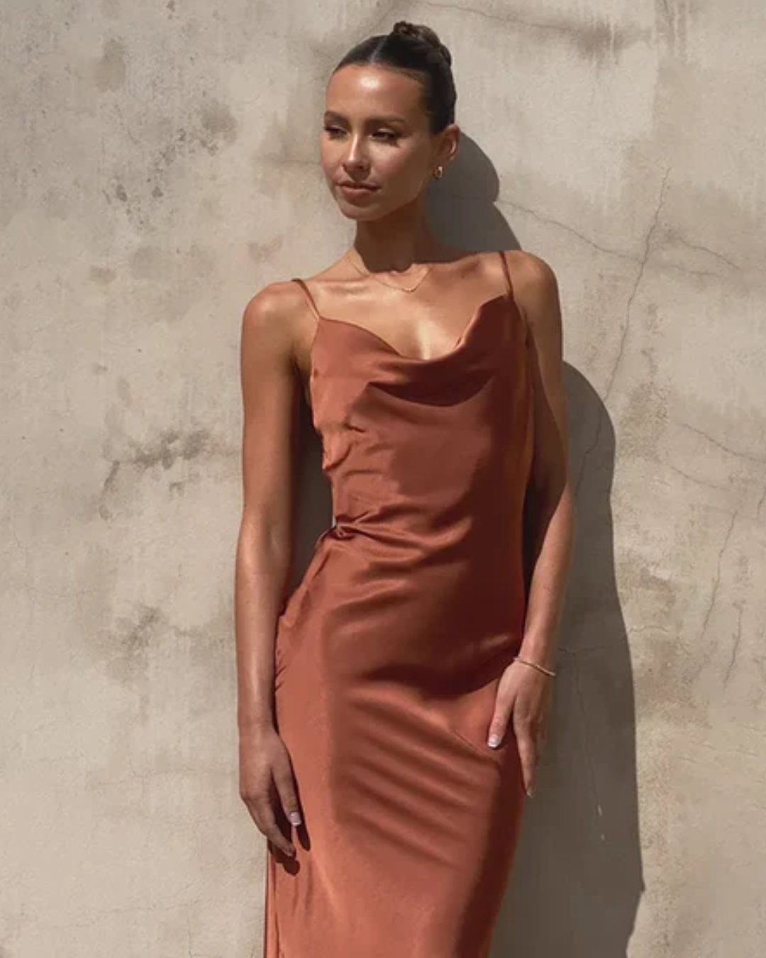 Luna | Satin Spaghetti Strap Maxi Slip Dress