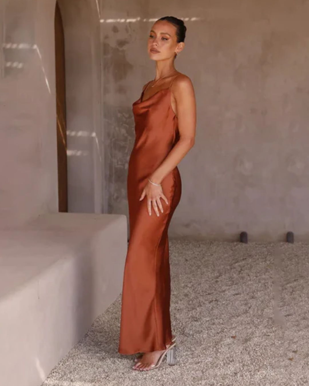 Luna | Satin Spaghetti Strap Maxi Slip Dress
