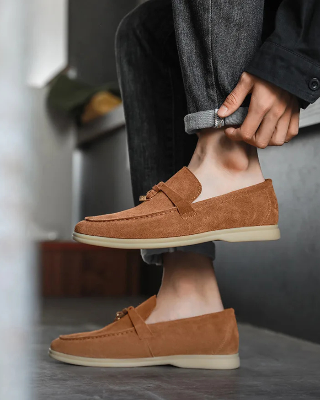 Men’s Suede Tassel Slip-On Loafers – British Smart Casual Shoes