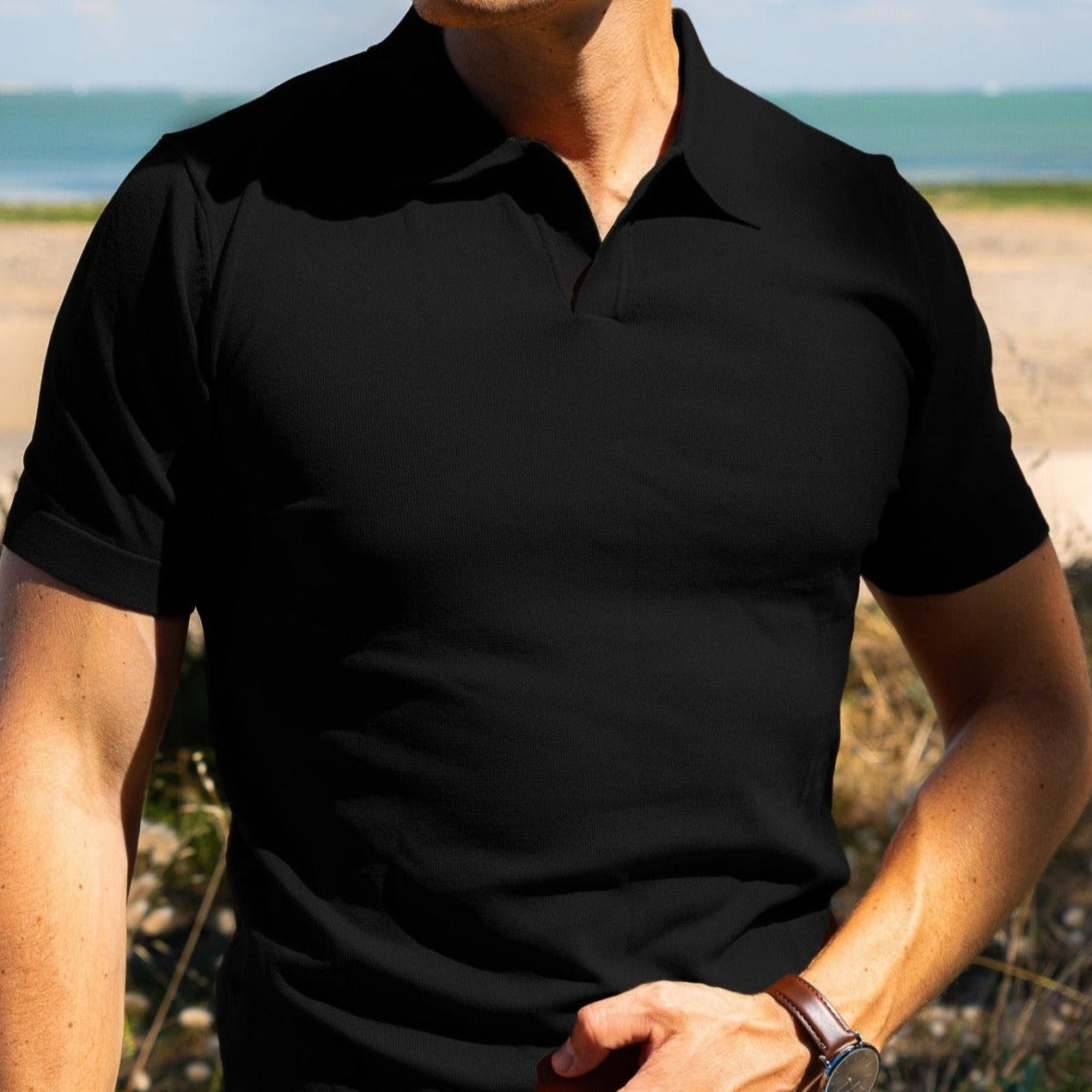 V-Collar Polo Shirt – Effortless Elegance and Ultimate Comfort