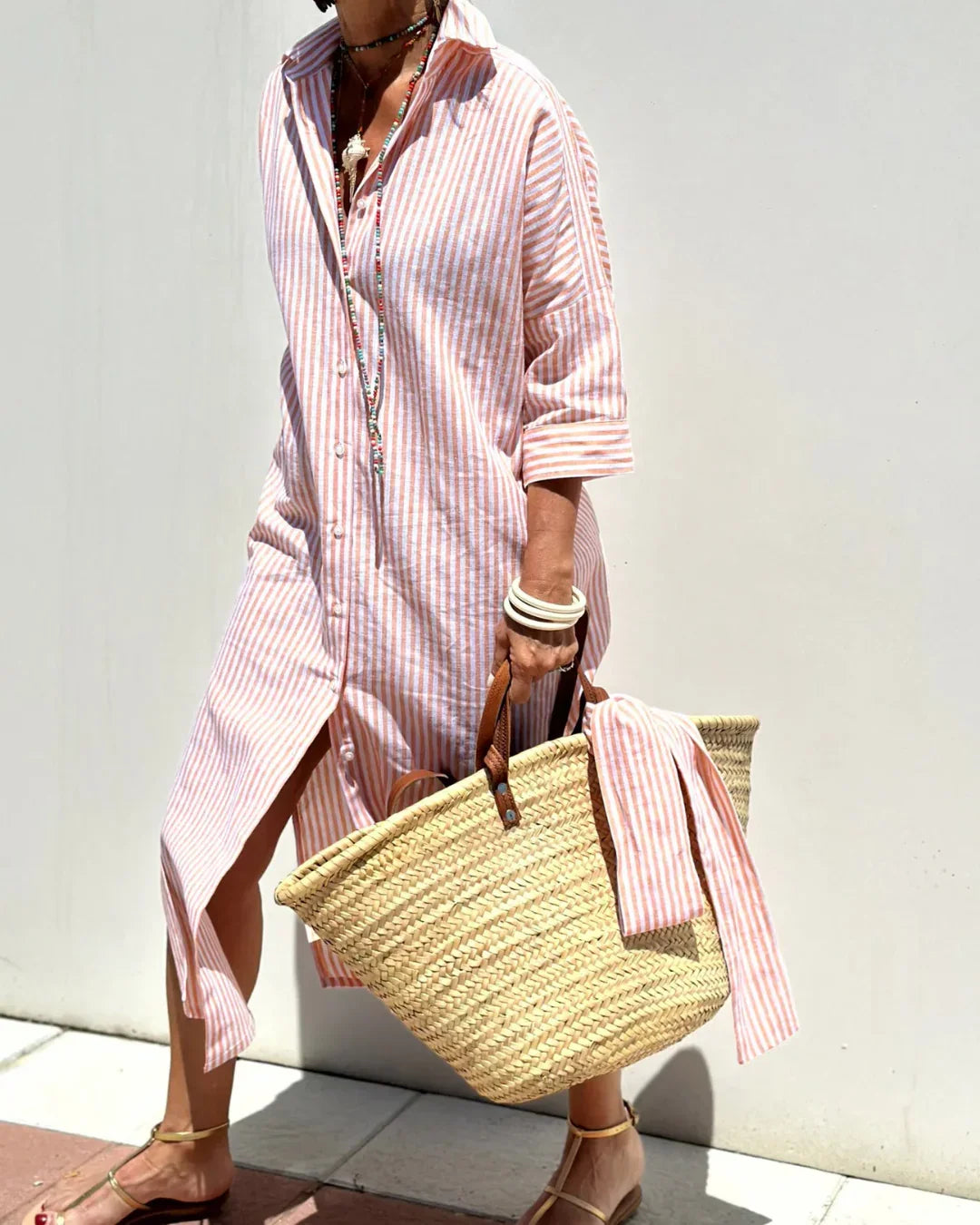 Pippa | Women's Striped Linen Shirt Dress for Summer Days