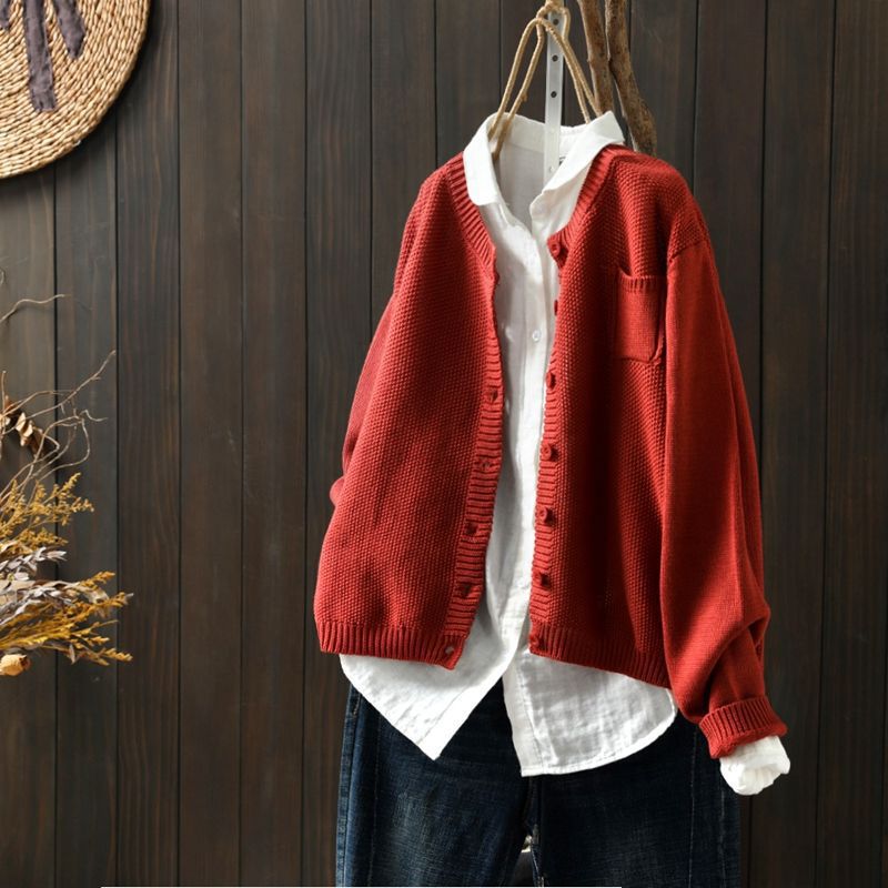Women’s Cardigan – Knitted Cotton Blend – Oversized Fit – Button Down Long Sleeve