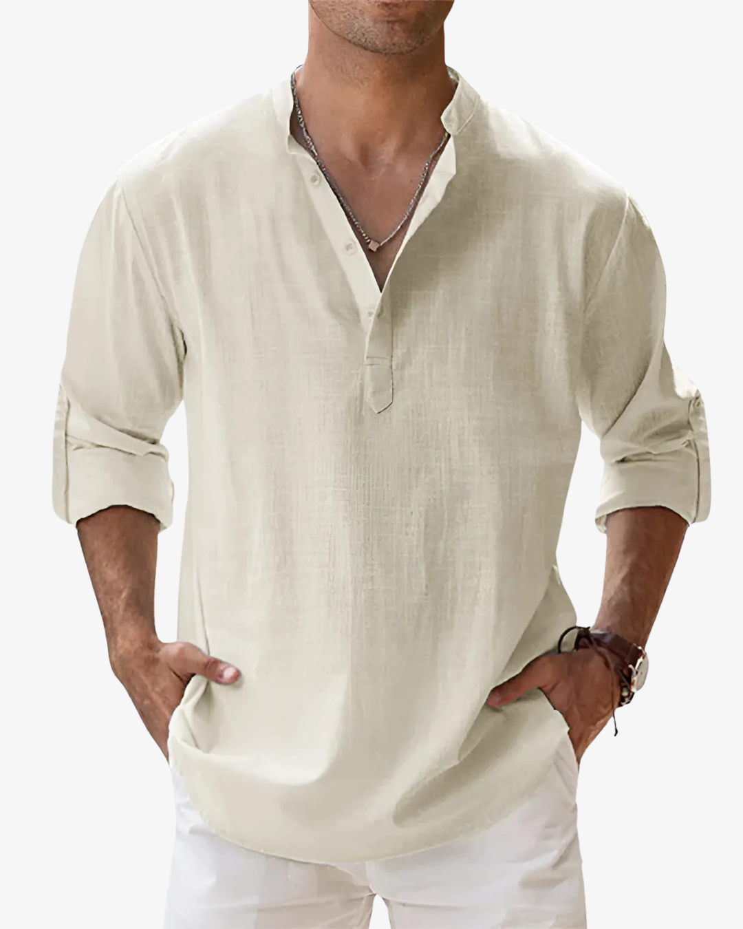 Reuben | Men’s Blend Long Sleeve Summer Linen Shirt