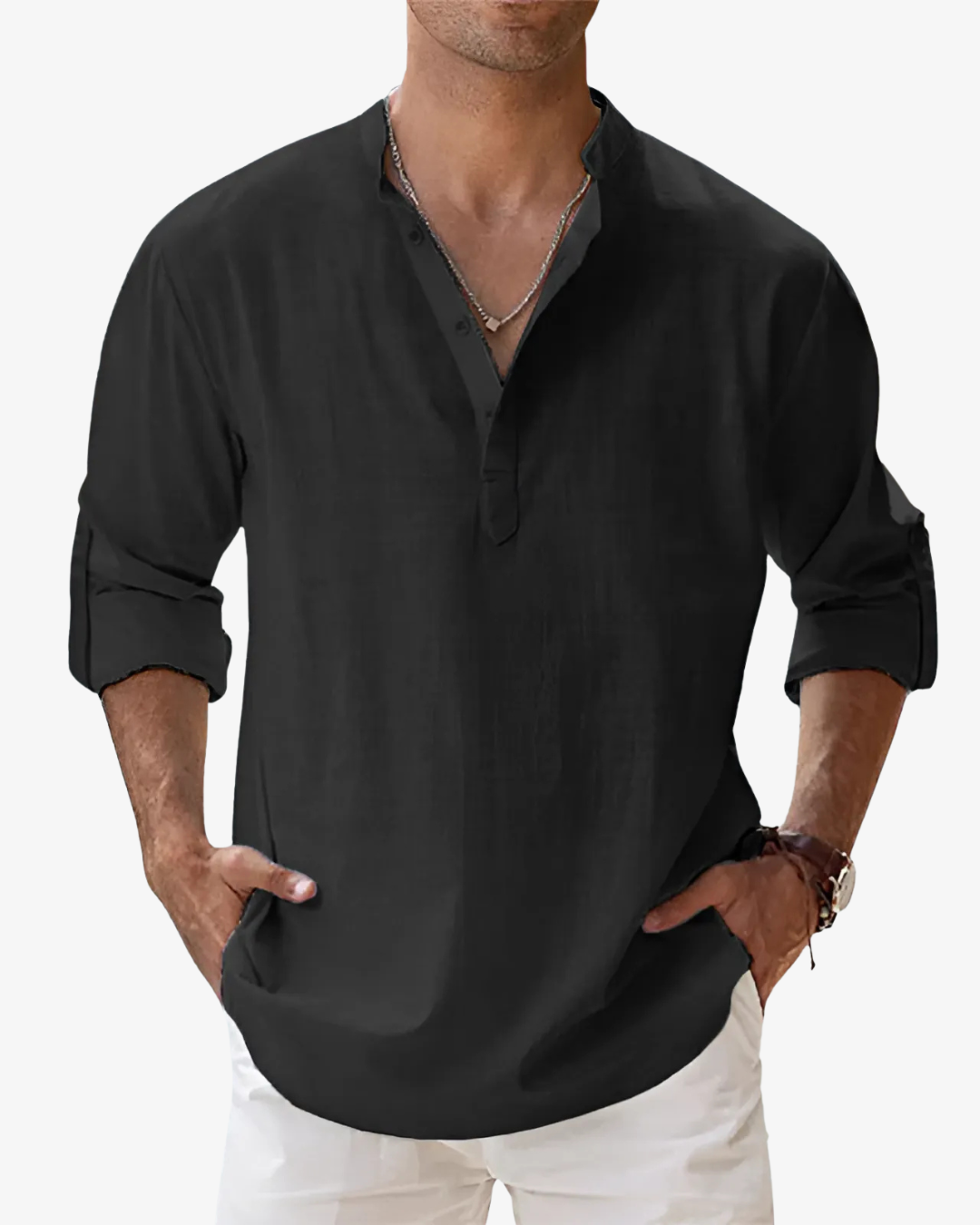Reuben | Men’s Blend Long Sleeve Summer Linen Shirt