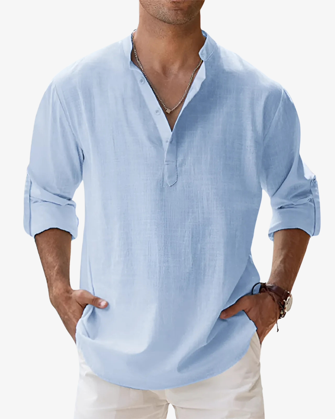 Reuben | Men’s Blend Long Sleeve Summer Linen Shirt