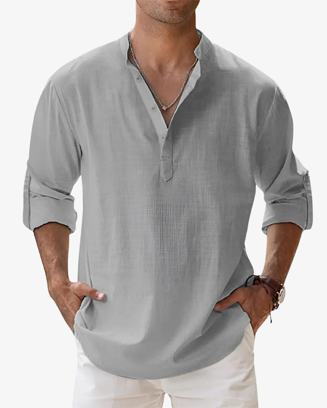 Reuben | Men’s Blend Long Sleeve Summer Linen Shirt