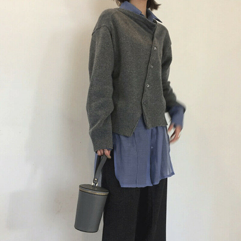 Women's Knitted Cardigan - Soft Cashmere Wool Blend - Oversized Fit - Button-Up Layering