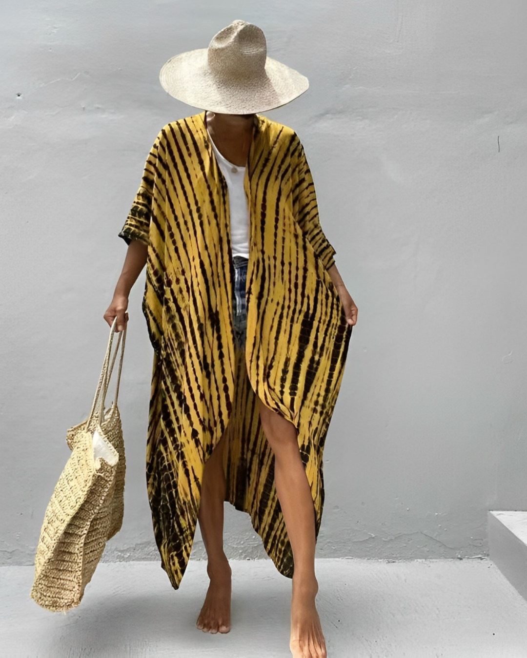 Women's Boho Embroidered Kimono – Lightweight Beach Cover-Up
