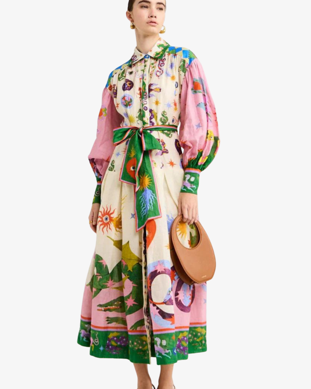 Women's Italian Graffiti Print Kimono – Elegant Belted Longline Style