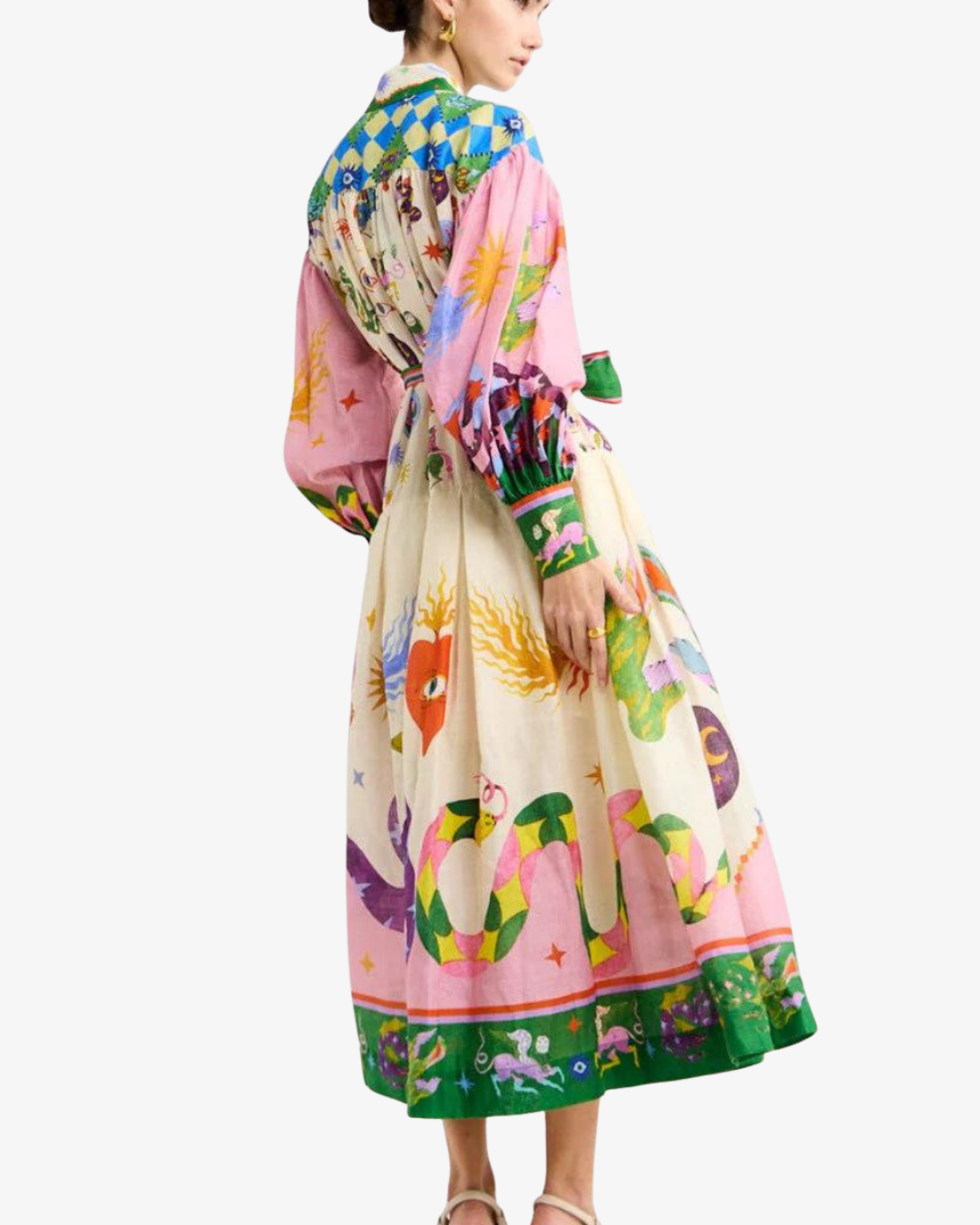 Women's Italian Graffiti Print Kimono – Elegant Belted Longline Style