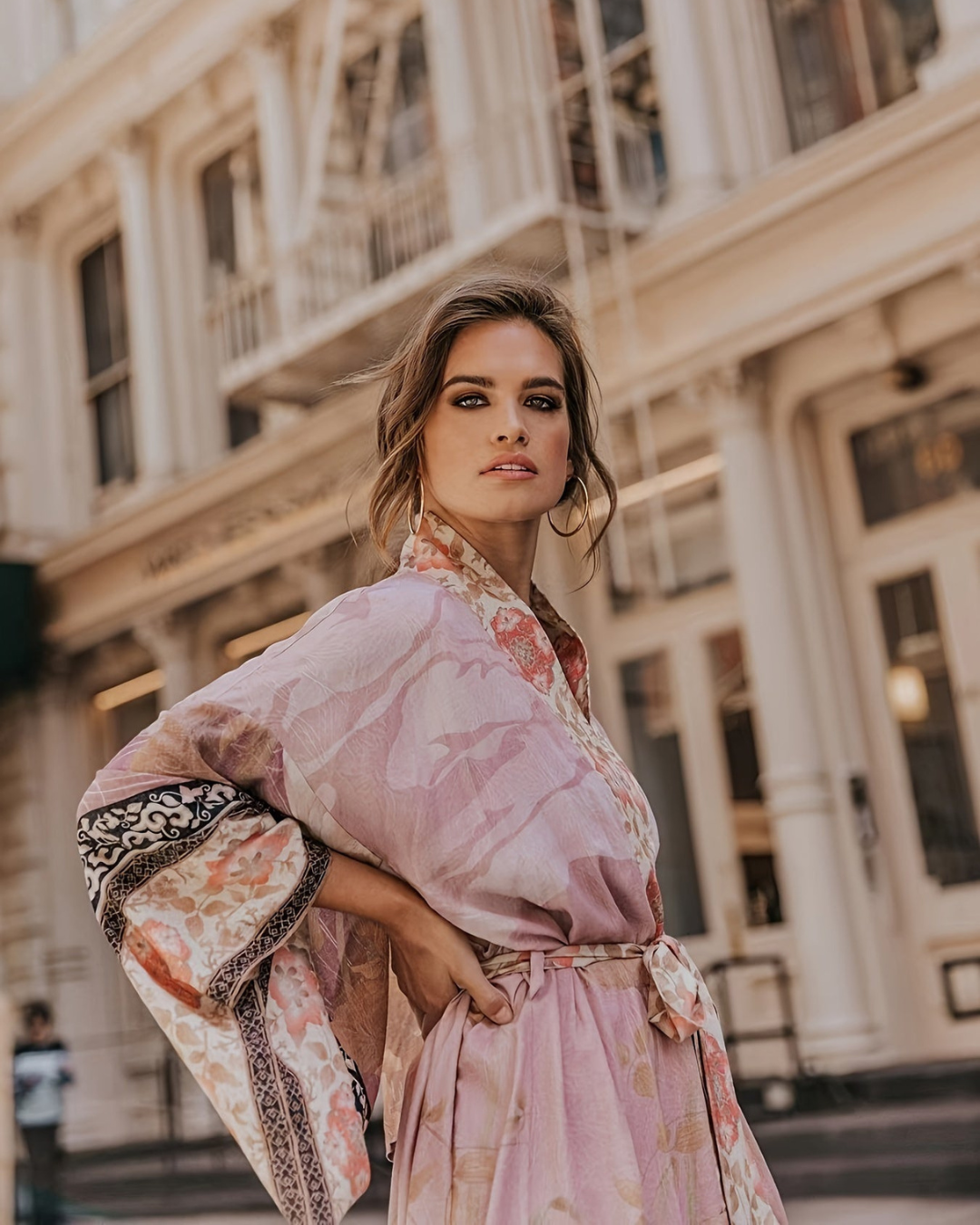 Women's Long Floral Kimono – Lightweight Belted Cover-Up