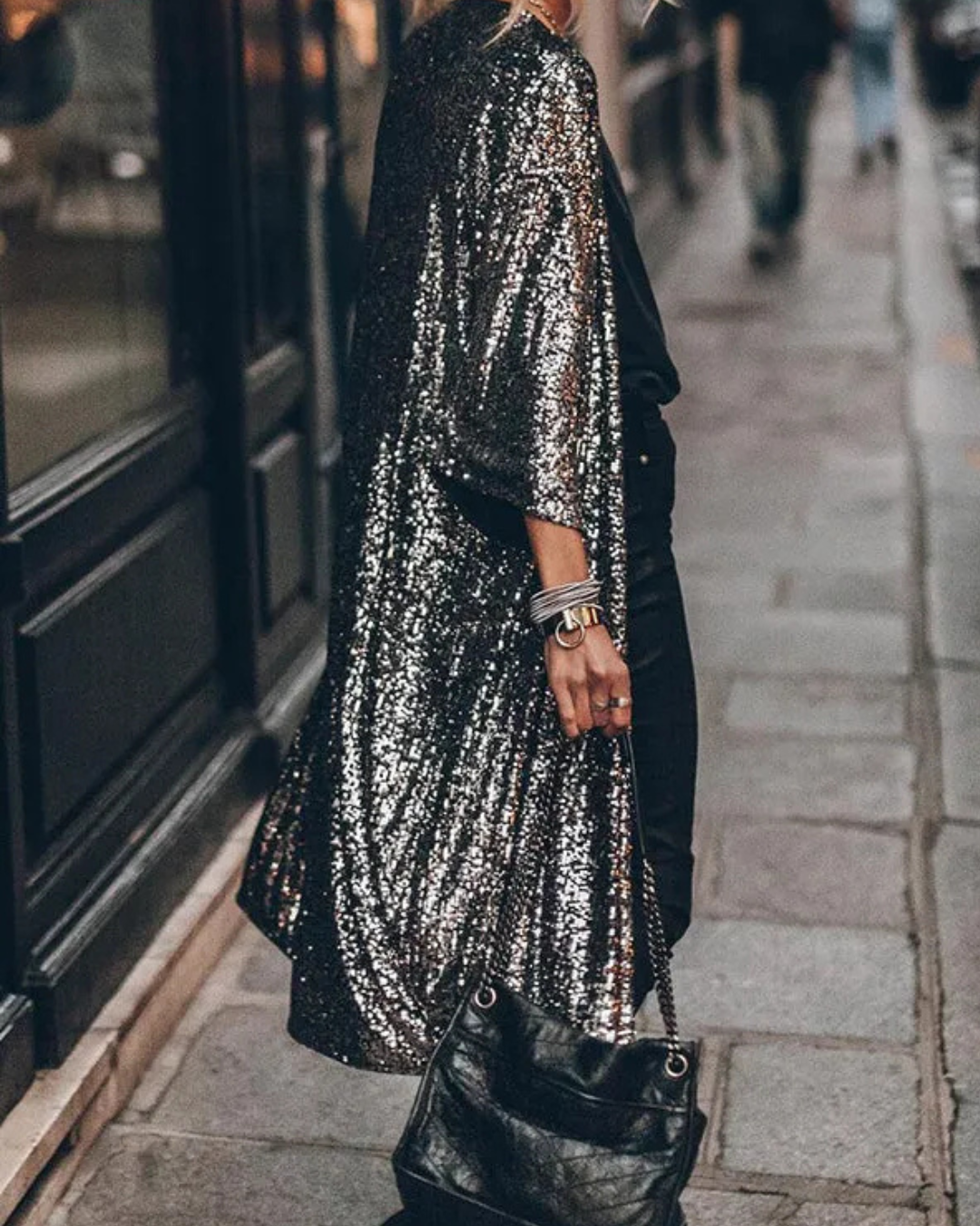 Women's Sequin Kimono Jacket – Sparkling Party Cape