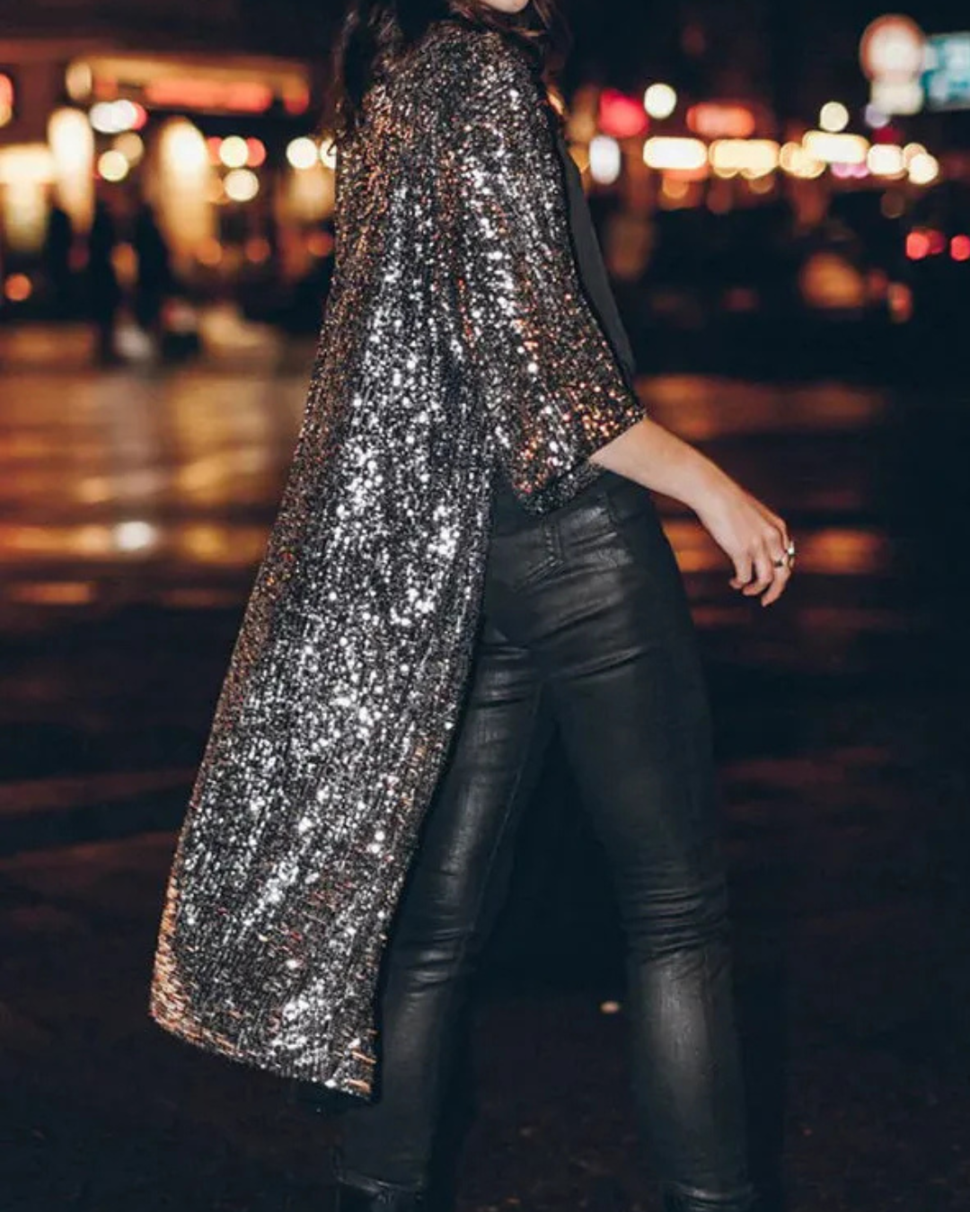Women's Sequin Kimono Jacket – Sparkling Party Cape