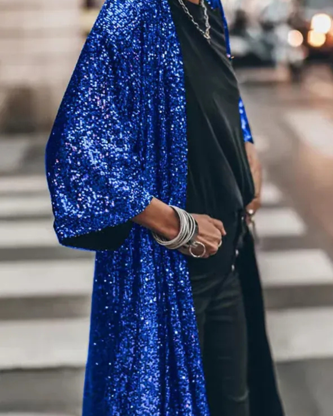 Women's Sequin Kimono Jacket – Sparkling Party Cape