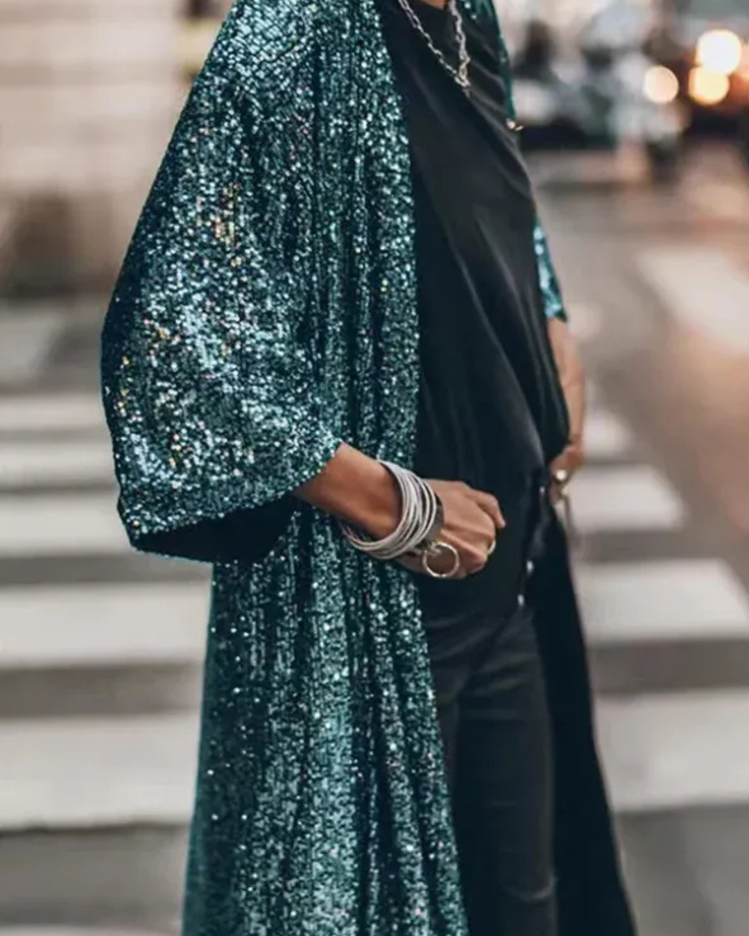Women's Sequin Kimono Jacket – Sparkling Party Cape