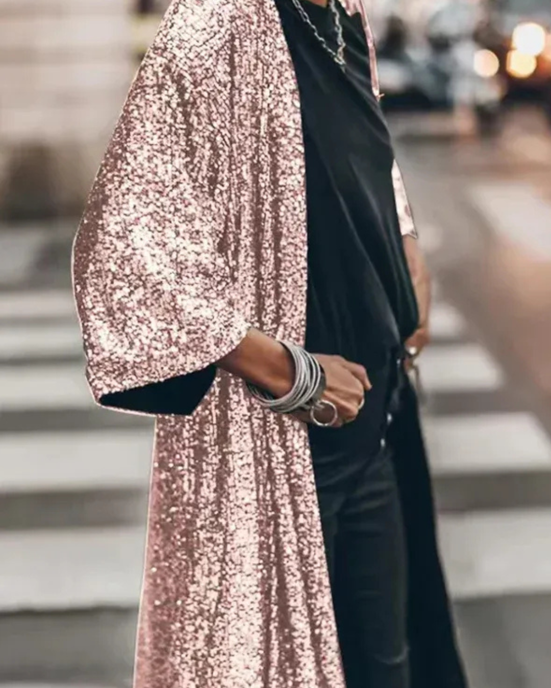 Women's Sequin Kimono Jacket – Sparkling Party Cape