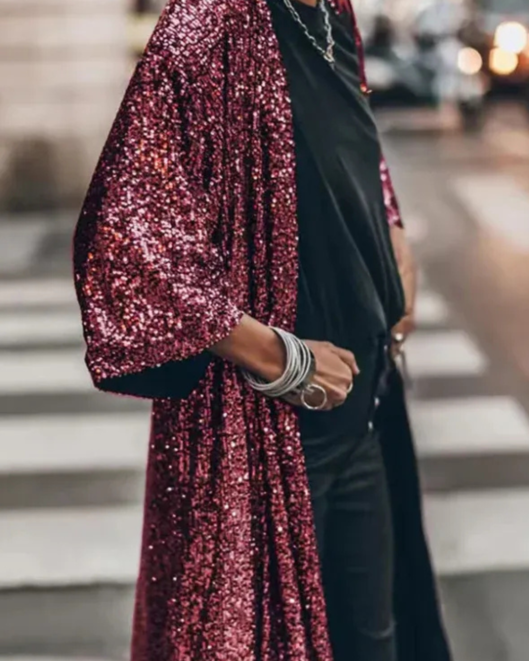 Women's Sequin Kimono Jacket – Sparkling Party Cape