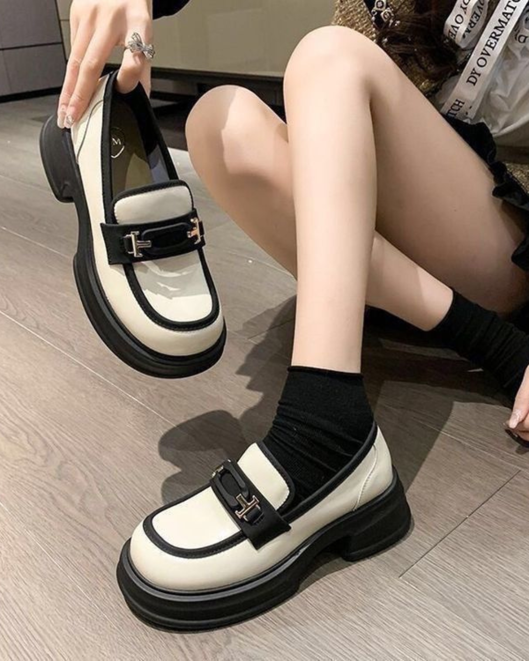 Women's Slip-On Loafers – Chunky Sole & Metal Detail